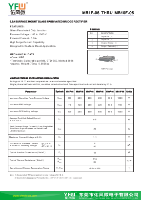 MB6F-05 Datasheet PDF DONGGUAN YOU FENG WEI ELECTRONICS CO., LTD