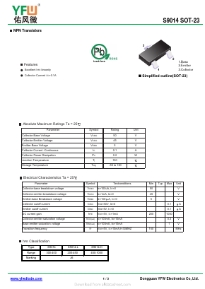 S9014-L Datasheet PDF DONGGUAN YOU FENG WEI ELECTRONICS CO., LTD