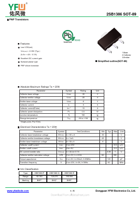 2SB1386-Q Datasheet PDF DONGGUAN YOU FENG WEI ELECTRONICS CO., LTD