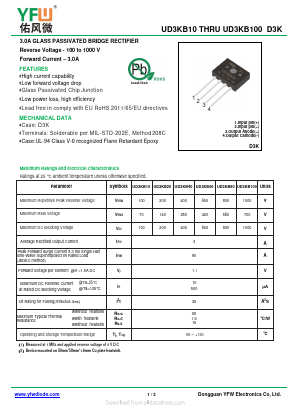 UD3KB20 Datasheet PDF DONGGUAN YOU FENG WEI ELECTRONICS CO., LTD