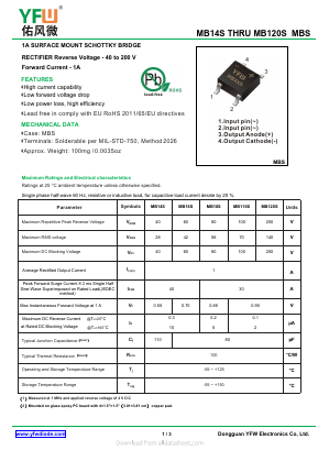 MB16S Datasheet PDF DONGGUAN YOU FENG WEI ELECTRONICS CO., LTD