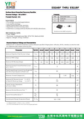 ES2ABF Datasheet PDF DONGGUAN YOU FENG WEI ELECTRONICS CO., LTD