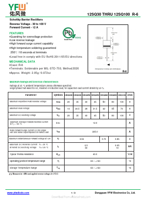 12SQ060 Datasheet PDF DONGGUAN YOU FENG WEI ELECTRONICS CO., LTD