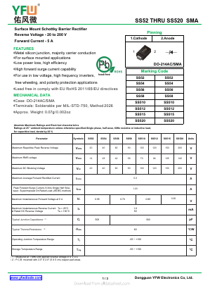 SS512-SMA Datasheet PDF DONGGUAN YOU FENG WEI ELECTRONICS CO., LTD