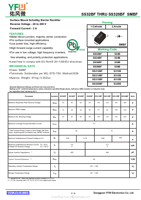 SS36BF Datasheet PDF DONGGUAN YOU FENG WEI ELECTRONICS CO., LTD