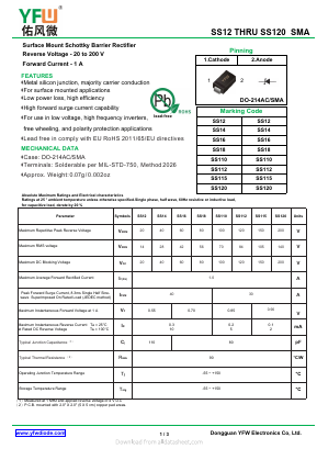 SS110 Datasheet PDF DONGGUAN YOU FENG WEI ELECTRONICS CO., LTD