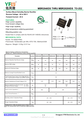 MBR2040DS Datasheet PDF DONGGUAN YOU FENG WEI ELECTRONICS CO., LTD