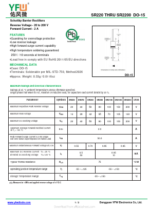 SR220 Datasheet PDF DONGGUAN YOU FENG WEI ELECTRONICS CO., LTD