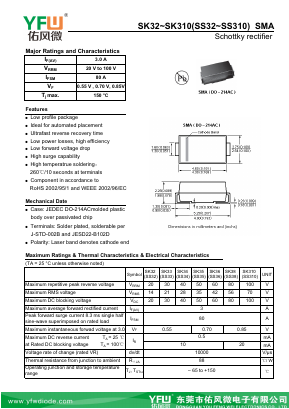 SK32-SMA Datasheet PDF DONGGUAN YOU FENG WEI ELECTRONICS CO., LTD