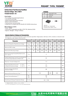 RS2BBF Datasheet PDF DONGGUAN YOU FENG WEI ELECTRONICS CO., LTD