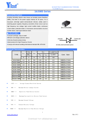 SS36SMB Datasheet PDF Shanghai Yint Electronic Co., Ltd.