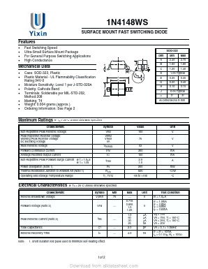 1N4148WS Datasheet PDF Shenzhen Yixinwei Technology Co., Ltd.