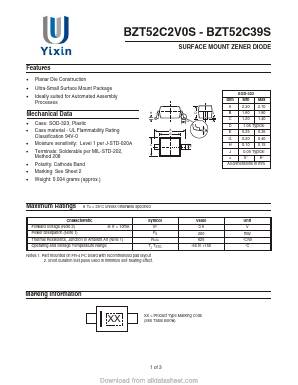 BZT52C18S-7 Datasheet PDF Shenzhen Yixinwei Technology Co., Ltd.