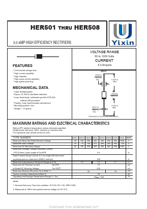 HER508 Datasheet PDF Shenzhen Yixinwei Technology Co., Ltd.