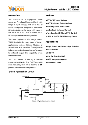 YB1519 Datasheet PDF YOBON TECHNOLOGIES,INC.