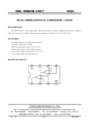 YD358 Datasheet PDF Wuxi Youda electronics Co.,LTD