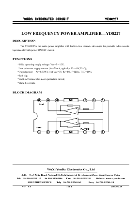 YD8227 Datasheet PDF Wuxi Youda electronics Co.,LTD