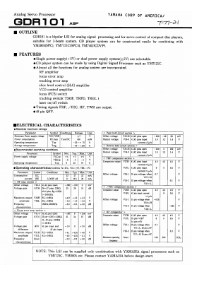 GDR101 Datasheet PDF Yamaha Corporation