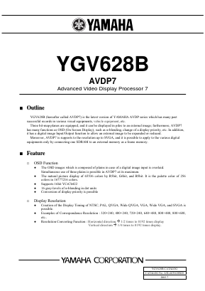 YGV628B Datasheet PDF Yamaha Corporation