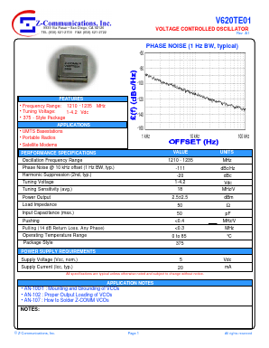 V620TE01 Datasheet PDF Z-Communications, Inc
