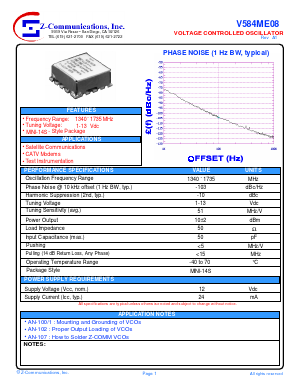 V584ME08 Datasheet PDF Z-Communications, Inc