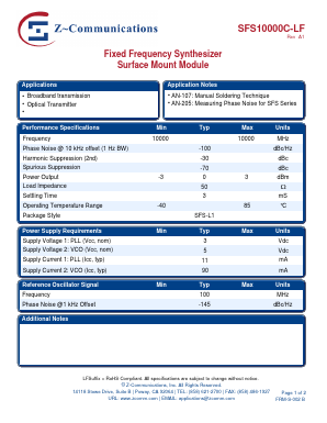 SFS10000C-LF Datasheet PDF Z-Communications, Inc