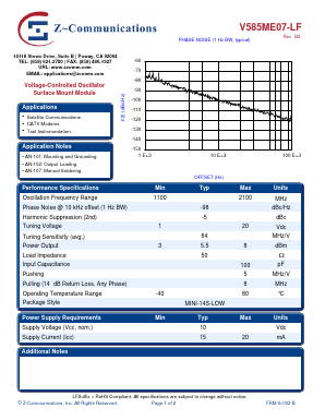 V585ME07-LF Datasheet PDF Z-Communications, Inc