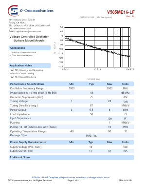 V585ME16-LF Datasheet PDF Z-Communications, Inc