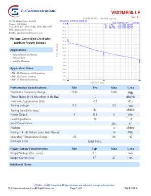 V602ME06-LF Datasheet PDF Z-Communications, Inc