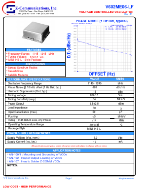 V602ME06-LF Datasheet PDF Z-Communications, Inc