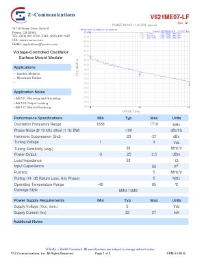 V621ME07-LF Datasheet PDF Z-Communications, Inc