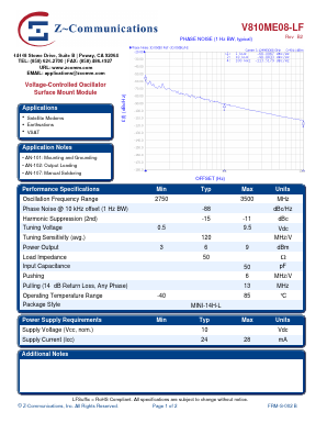 V810ME08-LF Datasheet PDF Z-Communications, Inc