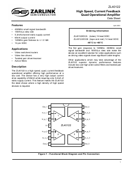 ZL40122DCB Datasheet PDF Zarlink Semiconductor Inc