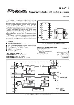 NJ88C22MADG Datasheet PDF Zarlink Semiconductor Inc