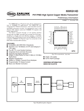 NWK914D Datasheet PDF Zarlink Semiconductor Inc