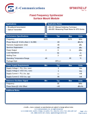 SFS9370Z-LF Datasheet PDF Z-Communications, Inc