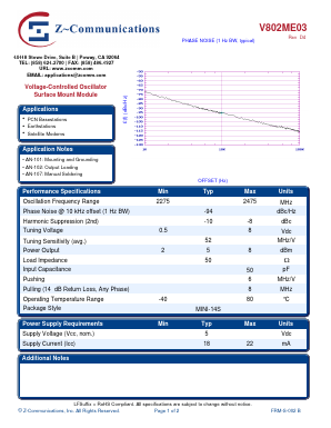 V802ME03_10 Datasheet PDF Z-Communications, Inc