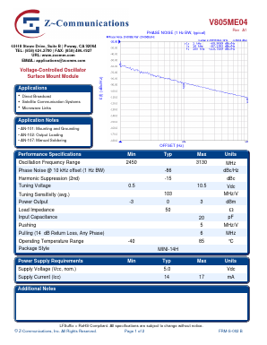 V805ME04 Datasheet PDF Z-Communications, Inc