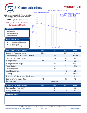 V804ME01-LF_10 Datasheet PDF Z-Communications, Inc