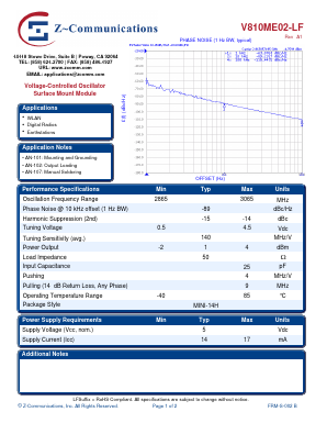V810ME02-LF Datasheet PDF Z-Communications, Inc