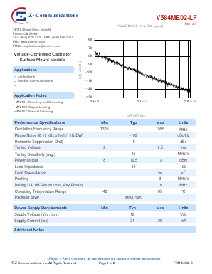 V584ME02-LF Datasheet PDF Z-Communications, Inc