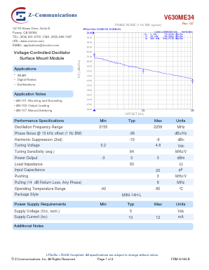 V630ME34 Datasheet PDF Z-Communications, Inc