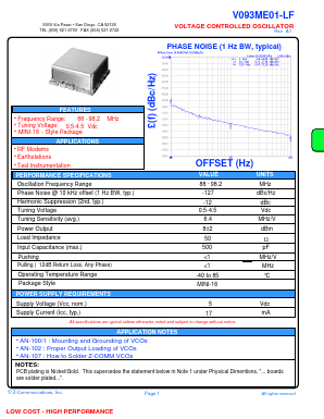 V093ME01-LF Datasheet PDF Z-Communications, Inc