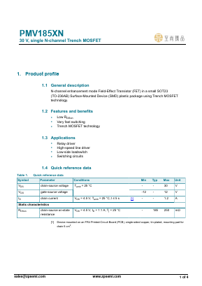 PMV185XN Datasheet PDF ZP Semiconductor