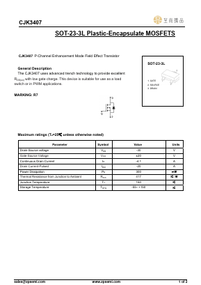 CJK3407 Datasheet PDF ZP Semiconductor