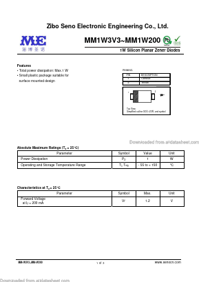 MM1W200 Datasheet PDF Zibo Seno Electronic Engineering Co.,Ltd