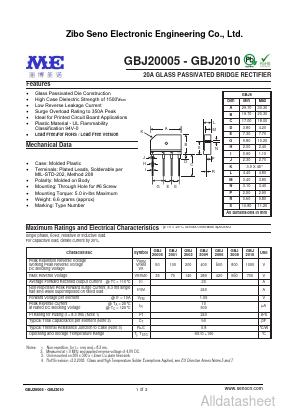 GBJ2002 Datasheet PDF Zibo Seno Electronic Engineering Co.,Ltd