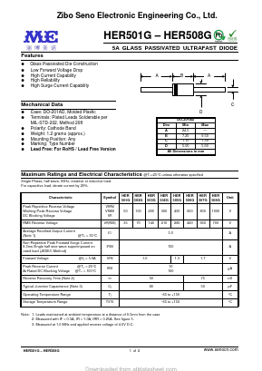 HER501G Datasheet PDF Zibo Seno Electronic Engineering Co.,Ltd