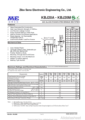 KBJ20A Datasheet PDF Zibo Seno Electronic Engineering Co.,Ltd