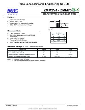 ZMM10 Datasheet PDF Zibo Seno Electronic Engineering Co.,Ltd